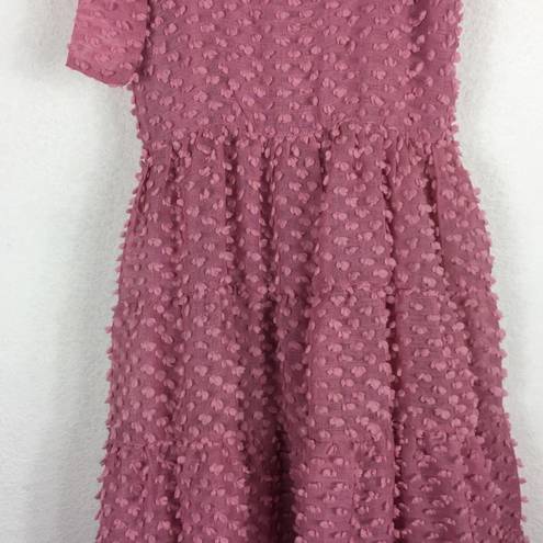 Likely NWOT Sister Jane  Lady Pink Pom Pom Babydoll Tiered Midi Dress XS Barbie