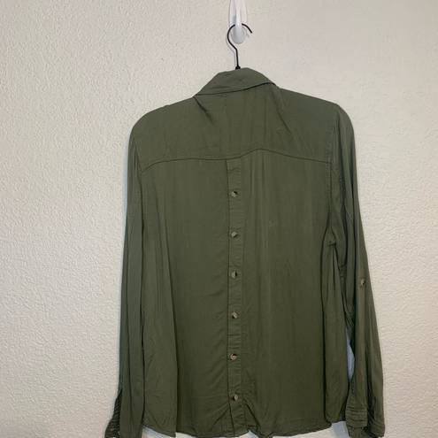 Harper  Womens Large Button Up Utilty Shirt Green Long Sleeve Western Super Soft