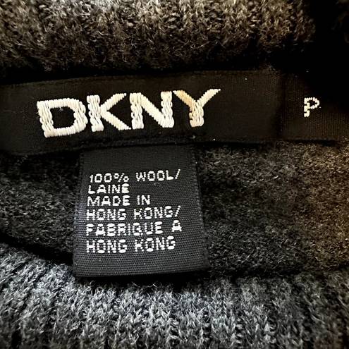 DKNY VTG  Turtleneck Sweater 100% Wool Y2K Sleeveless Ribbed Knitted Gray S/P