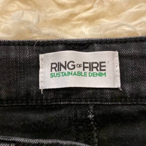 Ring Of Fire  Black Distressed Skinny Denim Jeans Sustainable EUC Sz 27