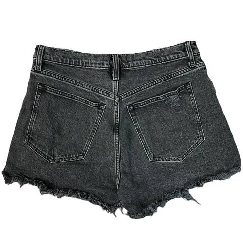 Abercrombie & Fitch  The Mom Short High Rise Curve Love Black 30 Shorts Raw Hems