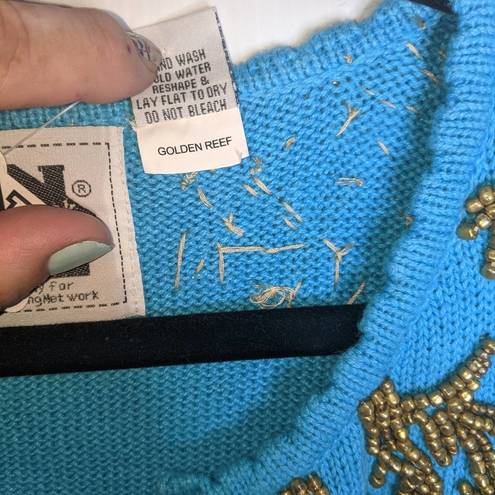 REEF Vintage Storybook Knits Golden  Cardigan 1X Blue Gold NWT Limited Edition