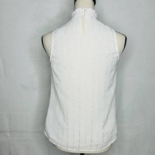 Bohme  White Striped Gauzy Blouse Sleeveless Mock Neck Top Womens Size XS Lined