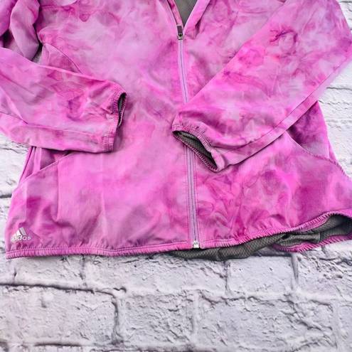 Adidas  Windbreaker Jacket Large Purple Tie Dye Full Zip Long‎ Sleeve Outdoor