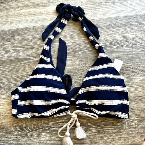 Robin Piccone  Abi stripe navy halter bathing suit top