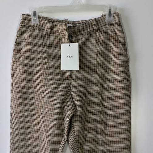 ALC Frank ALC edwin glen checkered high rise slit hem dressy pants Brown