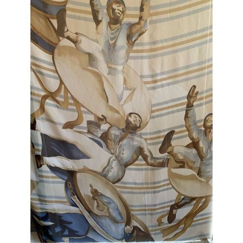 Gianfranco Ferre Vintage Dancing Figure Motif Silk Scarf 50”x 50” Blue Multi