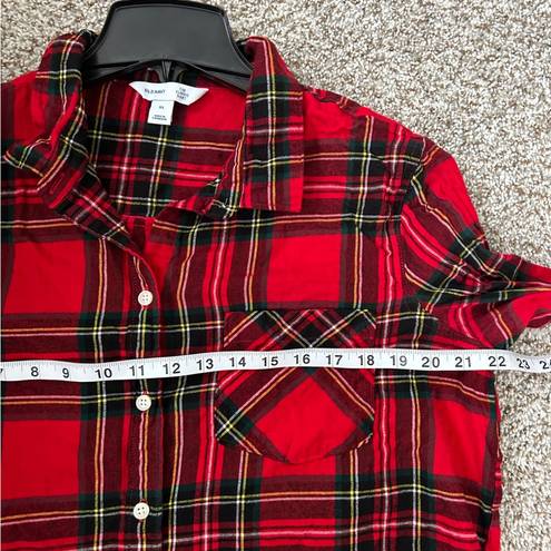 Old Navy  Red Plaid Flannel Button Down Long Sleeve Shirt Casual Comfy XL