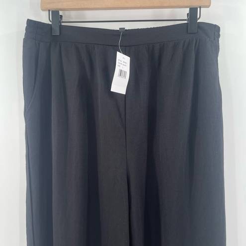 Bobeau  Pull On Pants Size Large Black Wide Leg NWT Rayon Nylon Blend Cropped