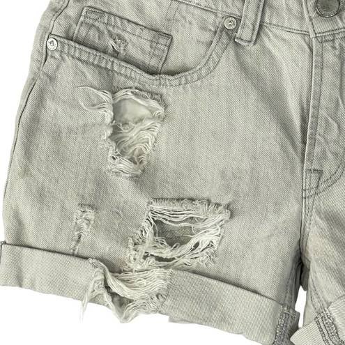 ALLSAINTS  SZ W26 Pam Jean Shorts Distressed Cuffed Low-Rise Zip-Fly Pockets Gray