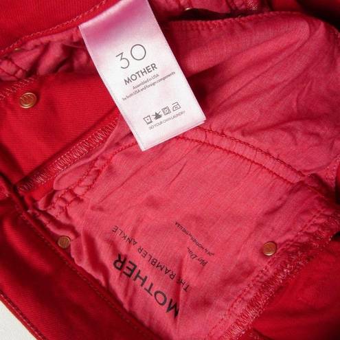 NWT Mother Rambler Ankle in Ribbon Red Straight Crop Jeans 30