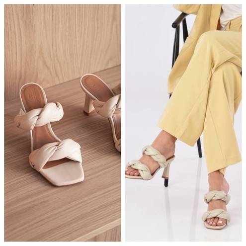 Twisted Flattered x Revolve River  Leather Heeled Sandals in Cream