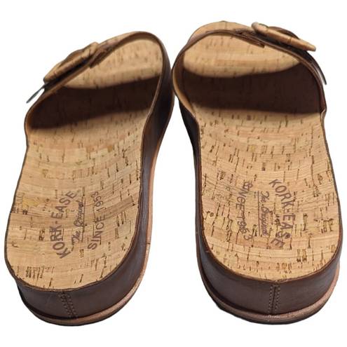 Kork-Ease  Tutsi Buckle Cognac Brown Leather Cork Footbed Slide Sandals 11