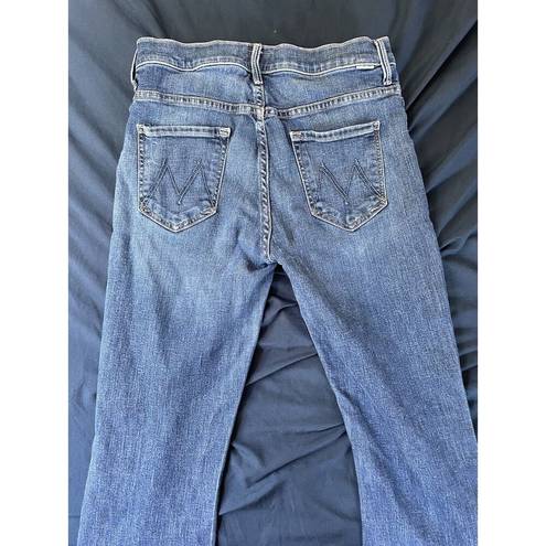 MOTHER Denim  The Insider Crop Step Fray In Girl Crush Blue Jeans Size 29