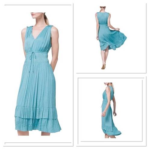 White House | Black Market  Teal Blue Sleeveless Pleated Midi Dress Women Size XS