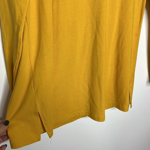 Isaac Mizrahi  Mustard Yellow Gold Long Sleeve Button Detail Top