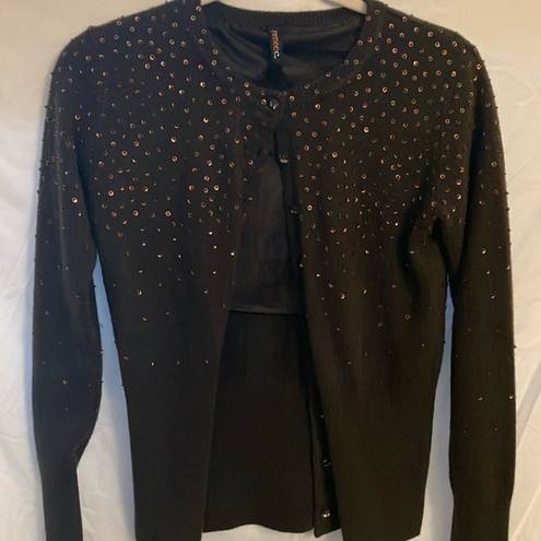 Renee C . by so cool Brown sparkle Cardigan- 100% Cashmere- size Small