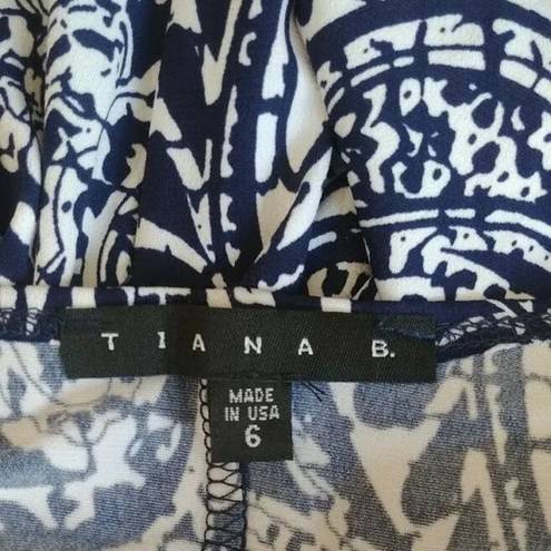 Tiana B NEW  Navy Blue & White Paisley Gathered Wrap-Style Modcloth Dress Size 6