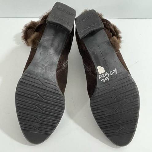 Stuart Weitzman  Womens Suede Faux Fur Lined Ankle Heeled Boots Brown Size 9.5W