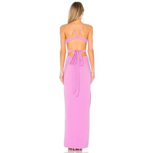 Halston Heritage  Pink Cut Out High Neck Tie Back Maxi Dress Gown Size 8