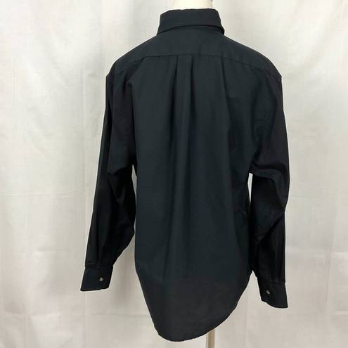 John Deere  Black Shirt by Red Kap Collared Button Front Work Shirt Ladies Sz 18