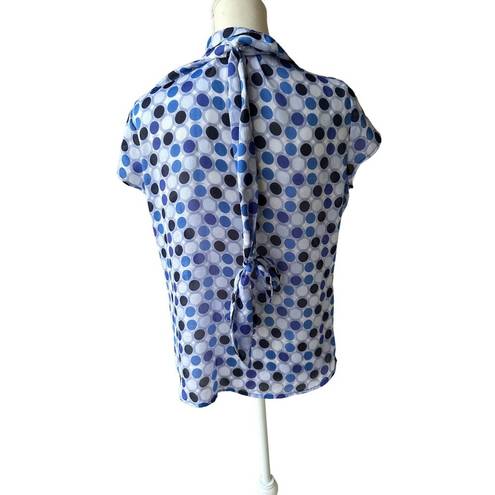 Ny&co NY &  Womens Blue Multi Polka Dot bow Top Size Large