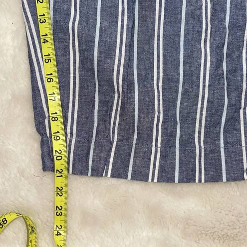 Beach Lunch Lounge Margot Linen Blue Striped High Rise Crop Pants