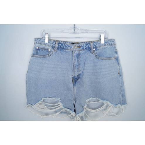 Missguided  Light Blue Extreme Rip Hem High Waist Denim Shorts Size 12