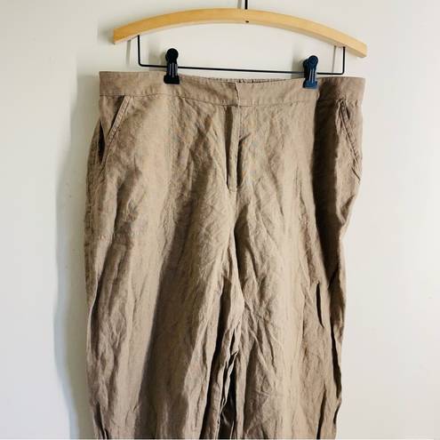 J.Jill  100% Linen High Rise Casual Trousers Camel size 16T