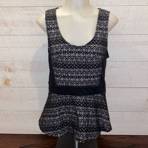 Deletta ANTHROPOLOGIE  Black Lace Peplum Tank Top