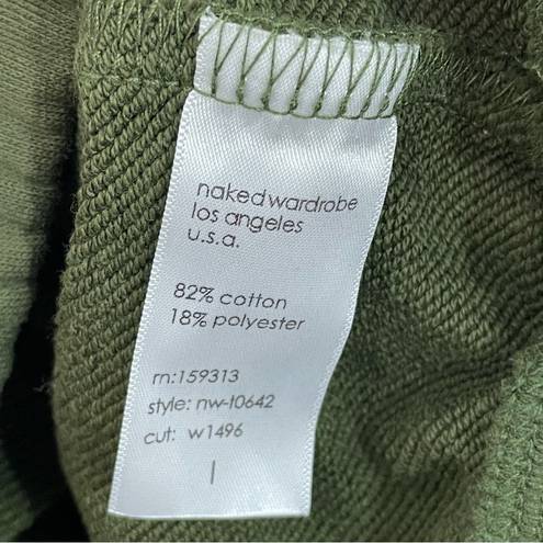 Naked Wardrobe NWOT  Olive Green Cropped Hoodie Size LARGE