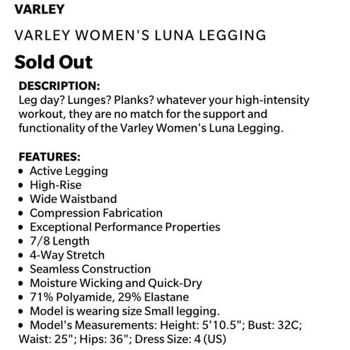 Luna VARLEY Black Gray Watercolor Print  Legging M