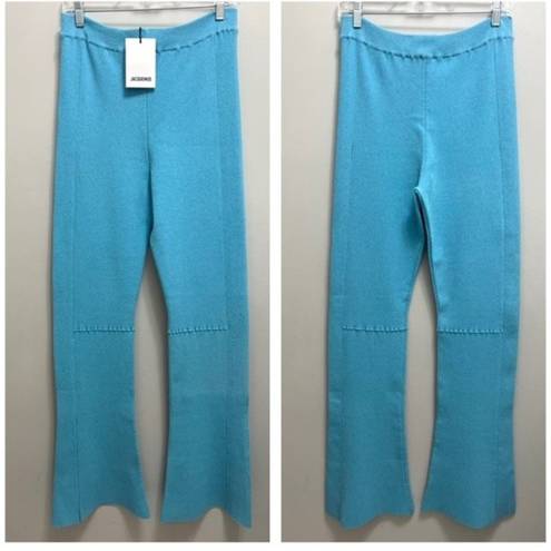 Jacquemus NWT  Le Pantalon Baunhila Ribbed Linen Blend Pants Turquoise EU 46