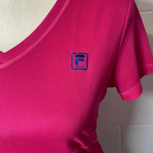 FILA  Sport Dark Pink Short Sleeve V-neck Fitness T-shirt