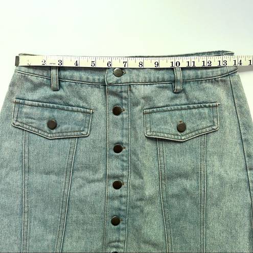 Molly green  Denim Blue Jean Button Up Mini Skirt Light Wash with Pockets S