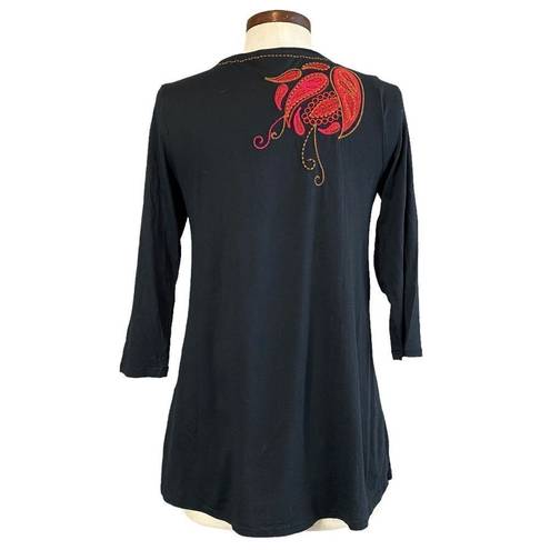 J.Jill  Pima cotton embroidered tee