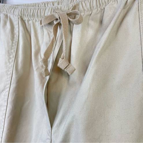 L.L.Bean  Coastal Tan Sunwashed Cotton Canvas Crop Drawstring Cropped Pants XL new