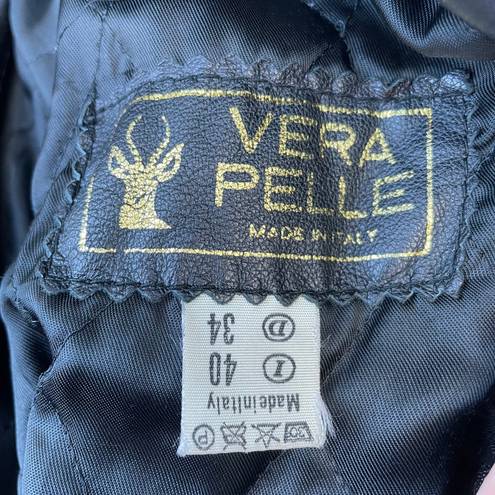 Vera Pelle Rare Vintage 90s  Black Leather Batwing Jacket