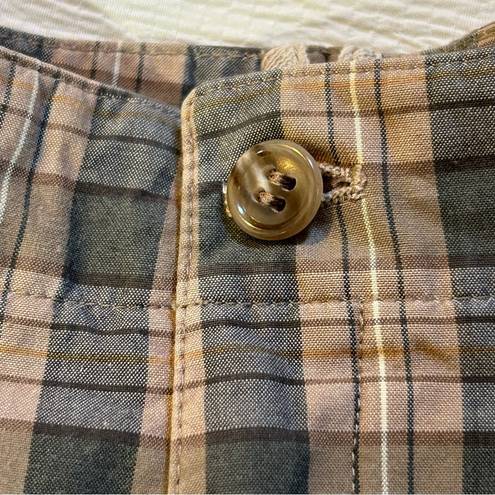 Bermuda Vintage Bogner Plaid Pleated Roll Cuff Mom  High Rise Shorts Tan