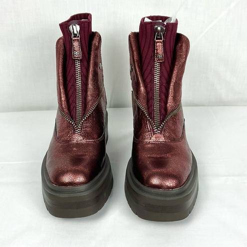 Sam Edelman  Linds Chelsea Boot Bordeaux Distressed Leather Sz 7.5 Moto Bootie