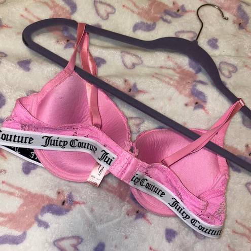 Juicy Couture Pastel Pink Monogram Logo Lace Push Up Bra