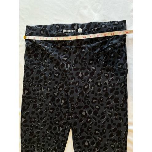 Betabrand  Gray Leopard Pencil Dress Pant Yoga Journey Pull On Skinny Size Large