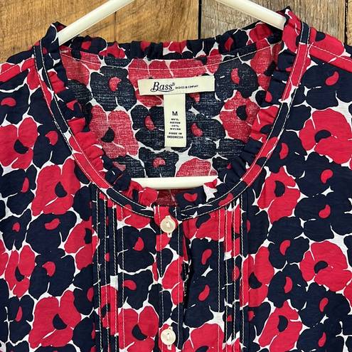 Krass&co GH Bass and .  Floral navy and red button down short sleeve shirt size medium