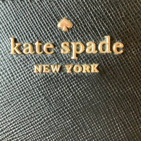 Kate Spade :Black Darcy Medium L-zip 4-card slot with coin area- wear on keychain