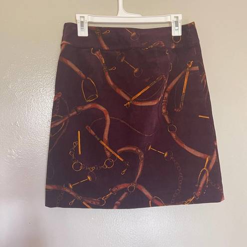 Talbots  Corduroy Skirt Womens Sz 2 Burgundy Equestrian Horse Tack Knee Length