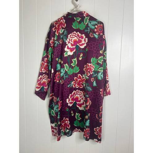 Natori NWT  Kasumi Mandarin Sleepshirt 3/4 Length Purple Floral Size XL