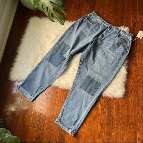 Universal Threads Boyfriend Patched Jeans Tapered Leg 100% Cotton NWT