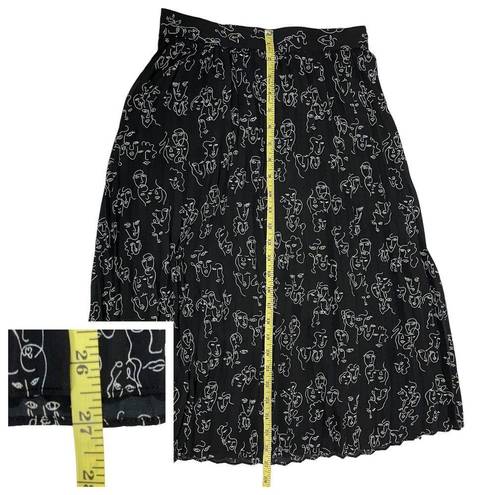 A New Day  X Vital Voices Face Print Pleated Skirt - Black - XS