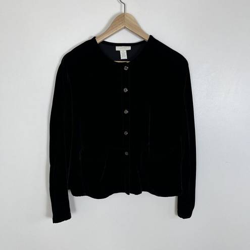 J.Jill  Women’s Black Velvet Blazer Jacket Size SP Good Condition