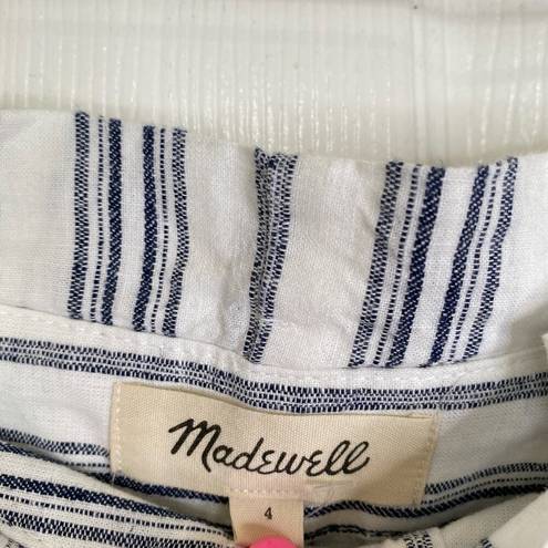 Madewell  Linen-Cotton Paperbag Pants in Dark Baltic Stripe Size 4 Beachy Summer